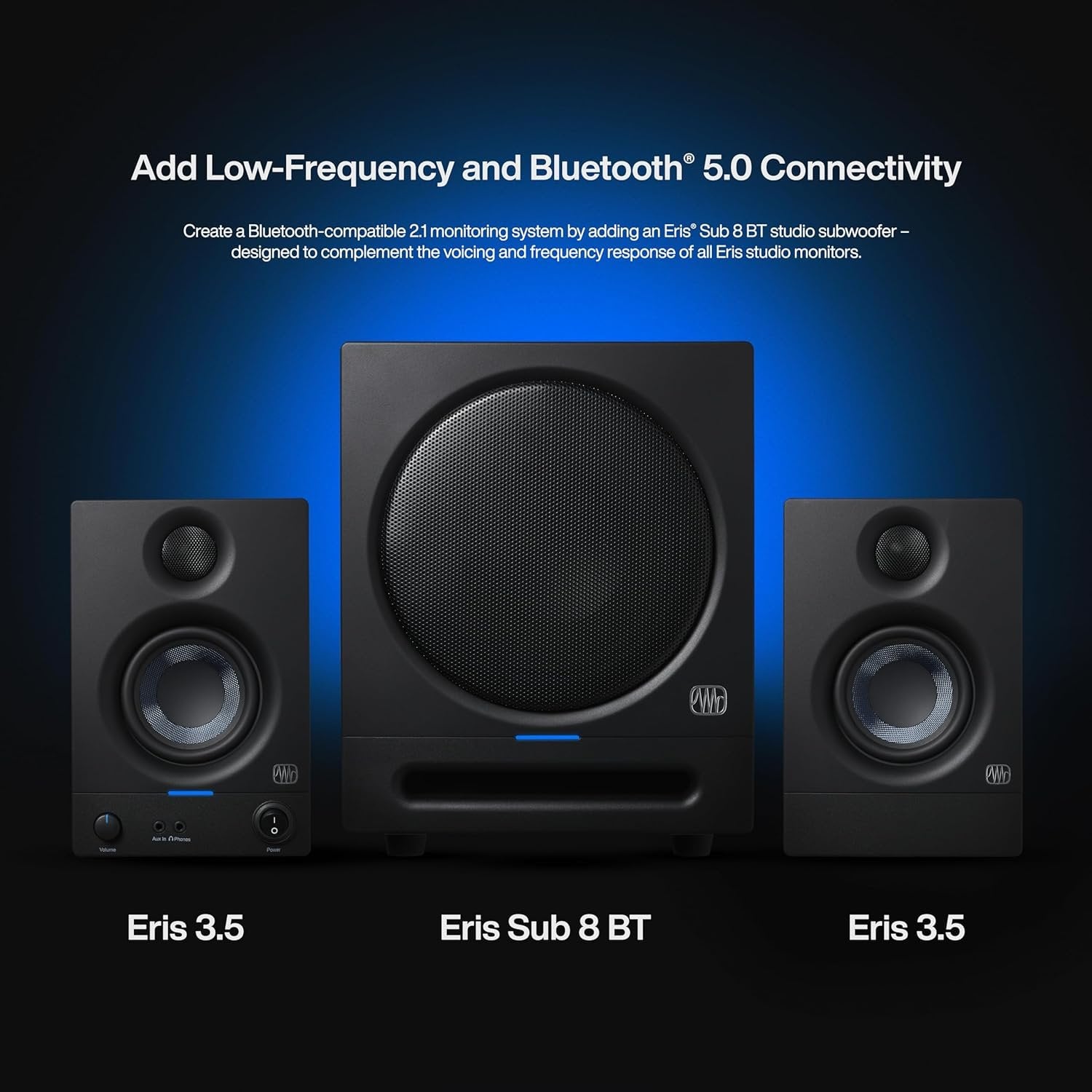 PreSonus Eris 3.5 Gen 2 — 3.5-inch Powered Desktop Speakers for Multimedia, Gaming, Studio-Quality Music Production, 50W Power