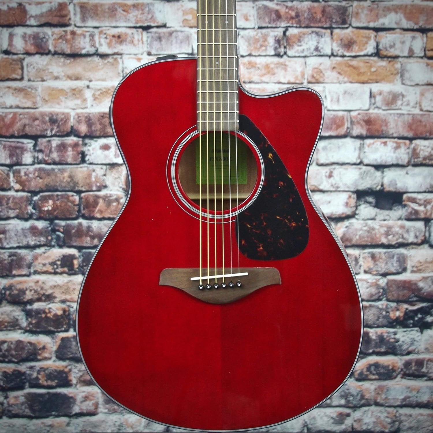 Yamaha FSX800C Small Body Solid Top Cutaway Acoustic-Electric Guitar, Ruby Red