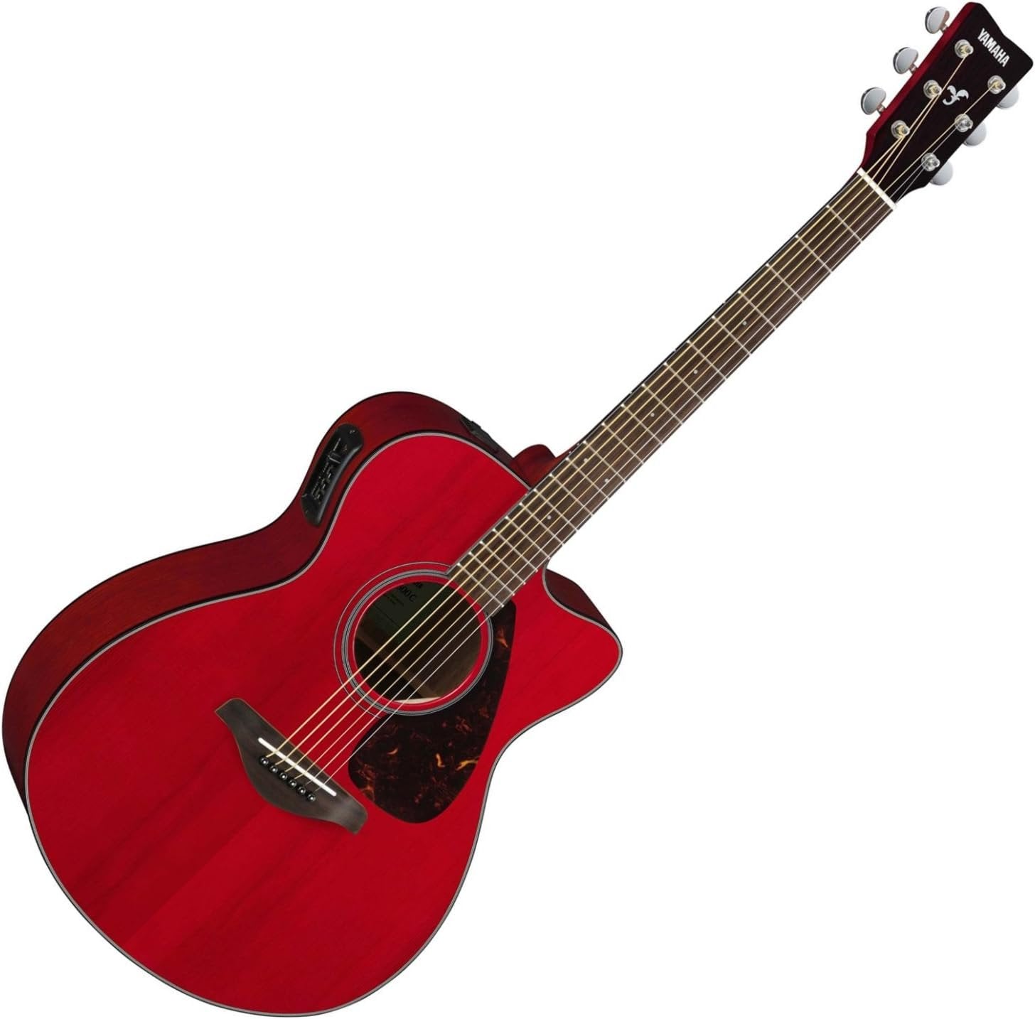 Yamaha FSX800C Small Body Solid Top Cutaway Acoustic-Electric Guitar, Ruby Red