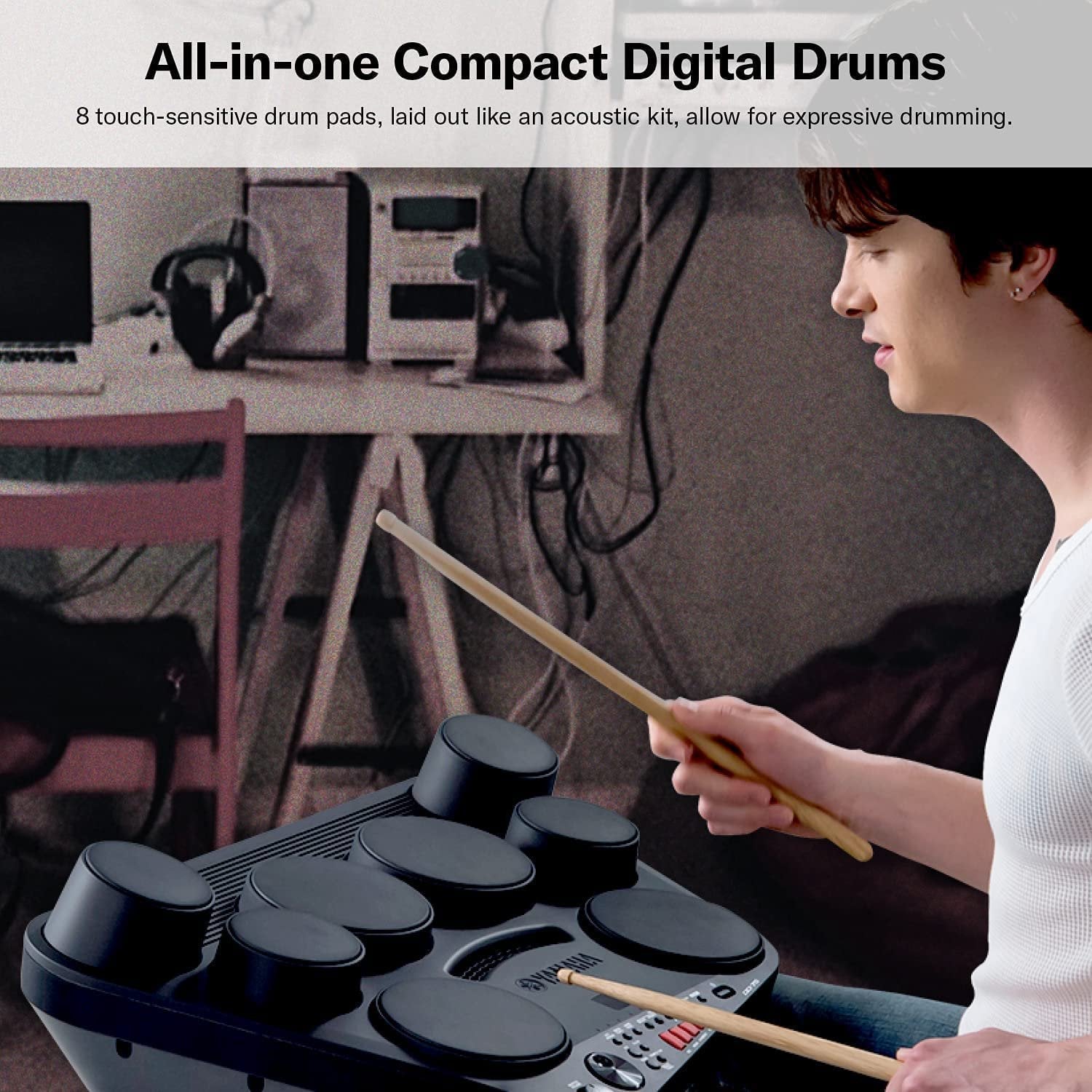 Yamaha DD75AD Portable Digital Drums Package with 2 Pedals, Drumsticks - Power Supply Included