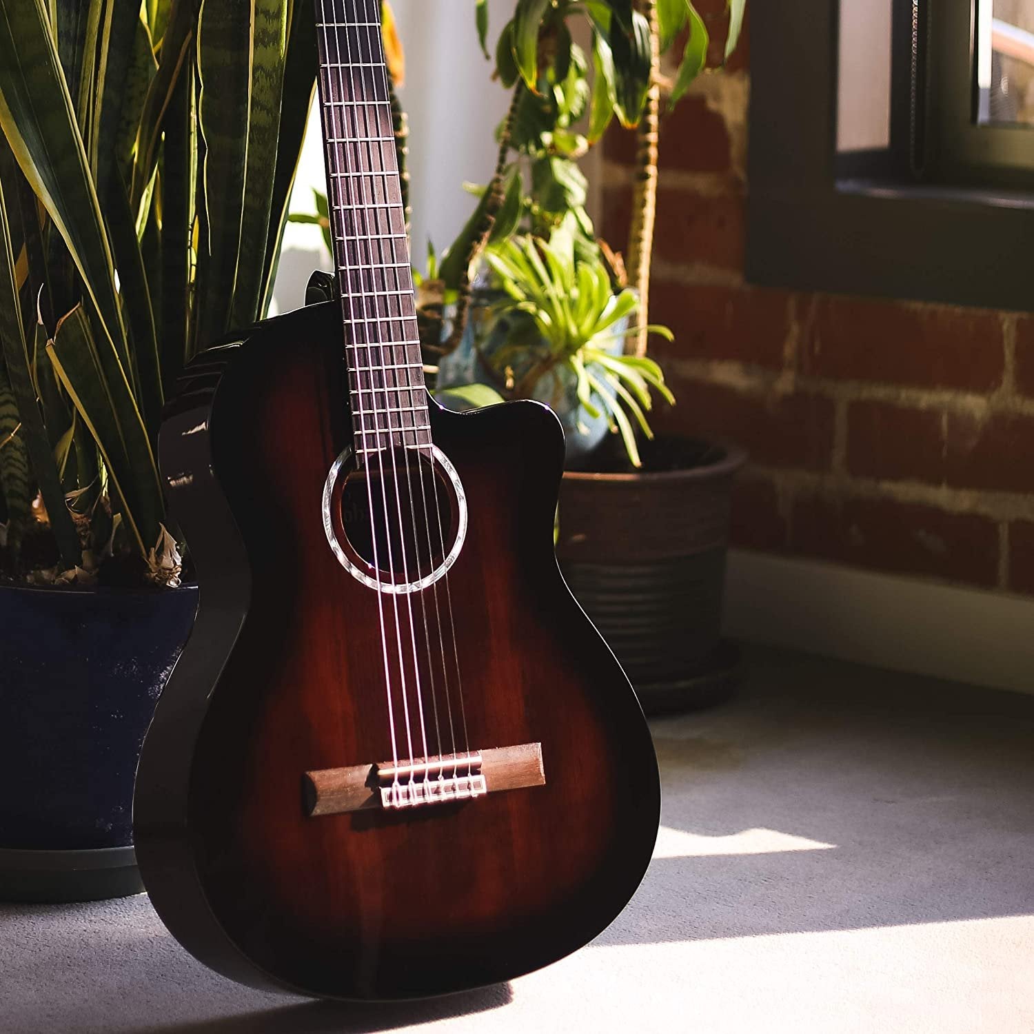 Cordoba Fusion 5 Sonata Burst Acoustic-Electric Cutaway Nylon String Guitar, Fusion Series