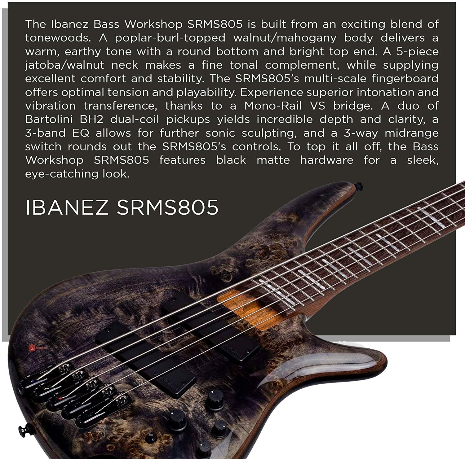 Ibanez SRMS805 5-String Bass Guitar (Deep Twilight)