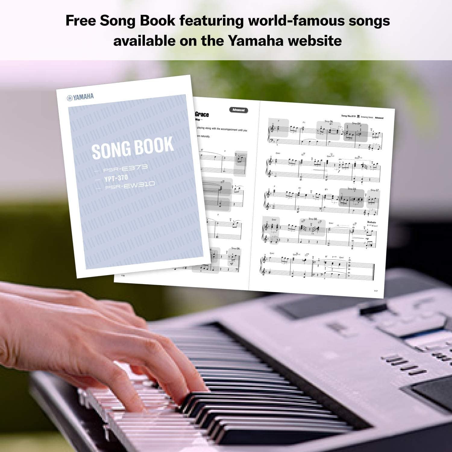 Yamaha PSRE373 61-Key Touch Sensitive Portable Keyboard with PA130 Power Adapter