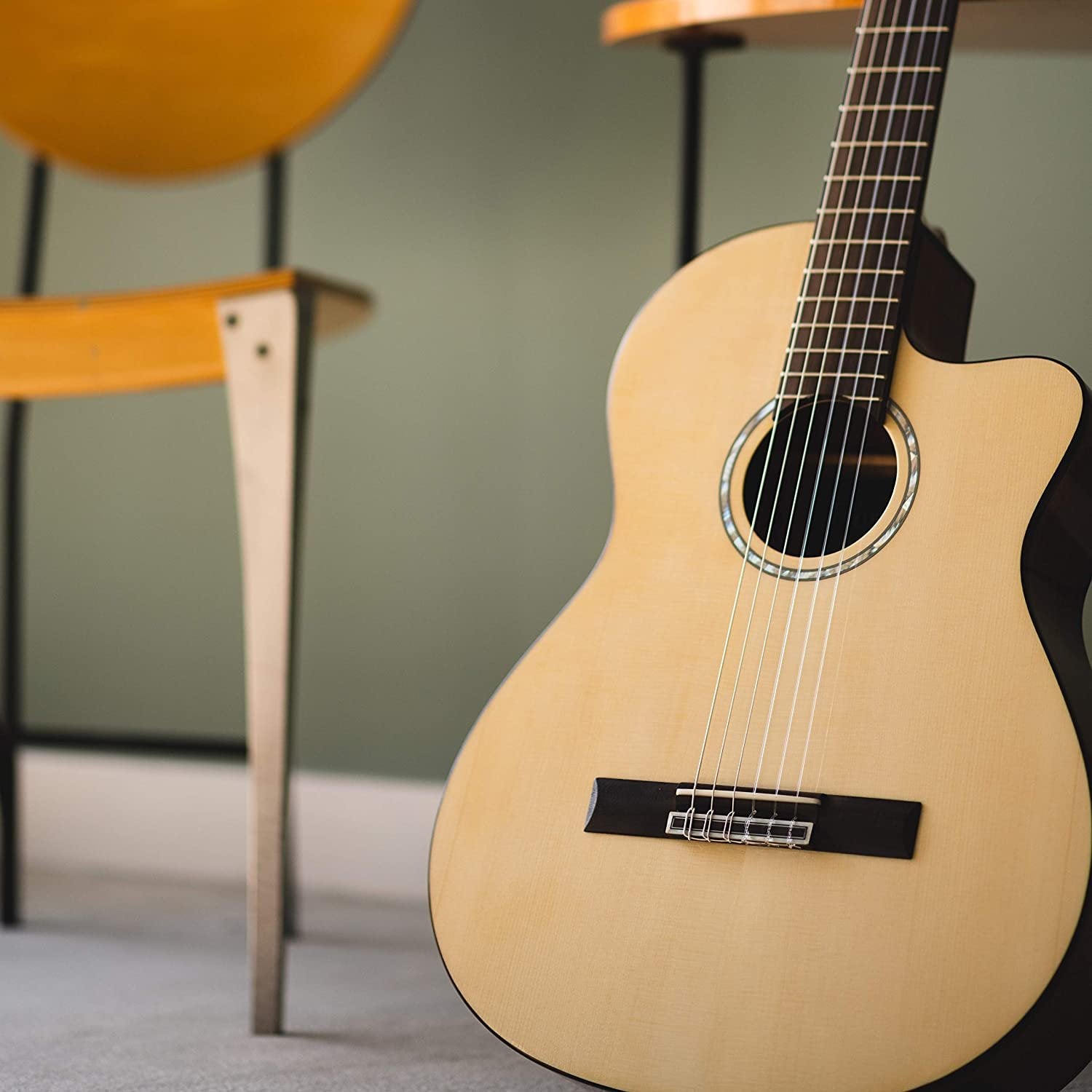 Cordoba Fusion 5 Acoustic-Electric Cutaway Nylon String Guitar, Natural, Fusion Series