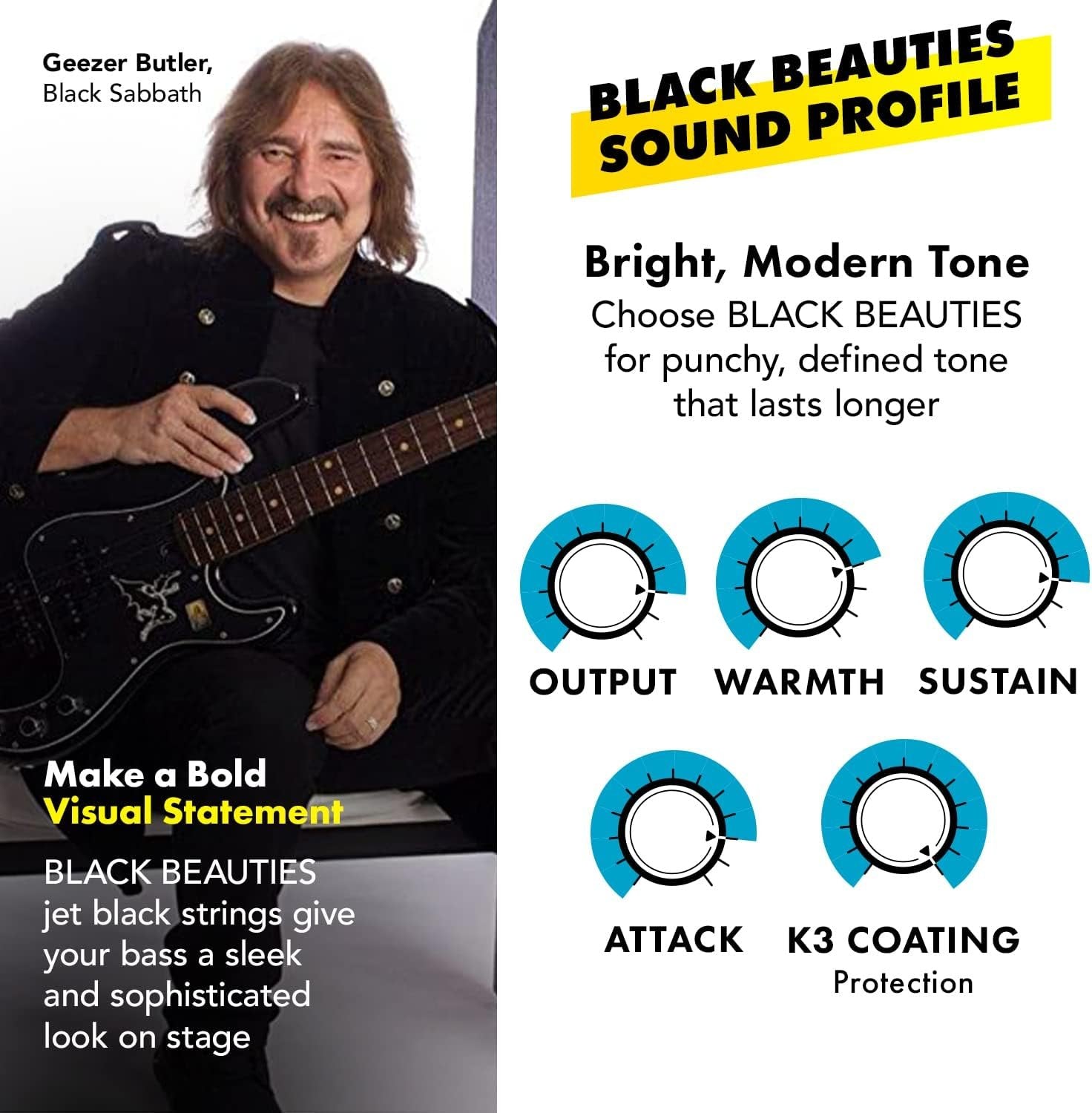 DR Strings Black Beauties-Black Coated Bass Guitar Strings 45-105 (BKB-45)