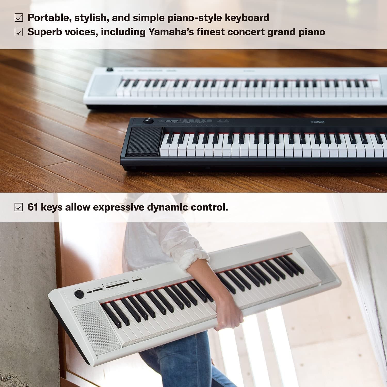 Yamaha NP12 61-Key Lightweight Portable Keyboard with PA130 Power Adapter, Black