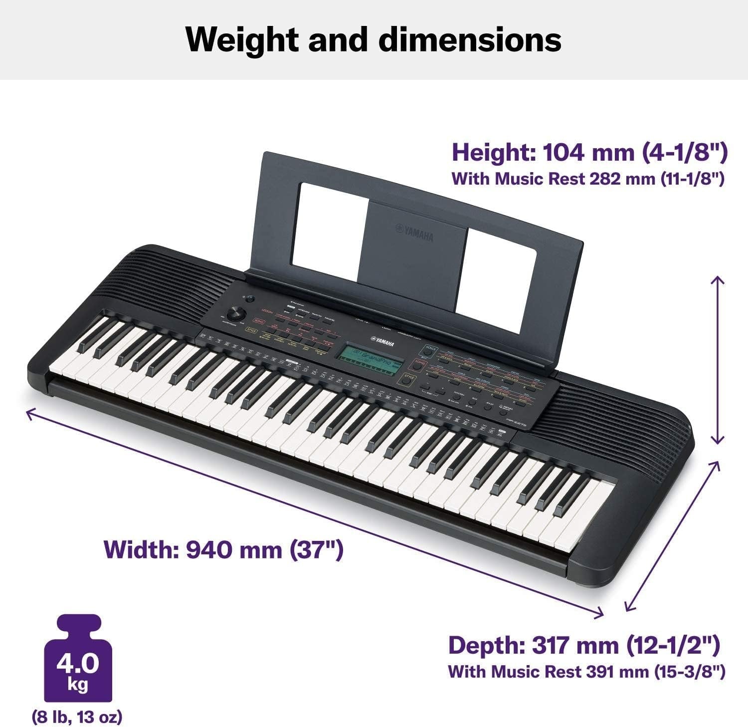 Yamaha, 61-Key PSR-E273 Portable Keyboard with PA130 Power Adapter, Black