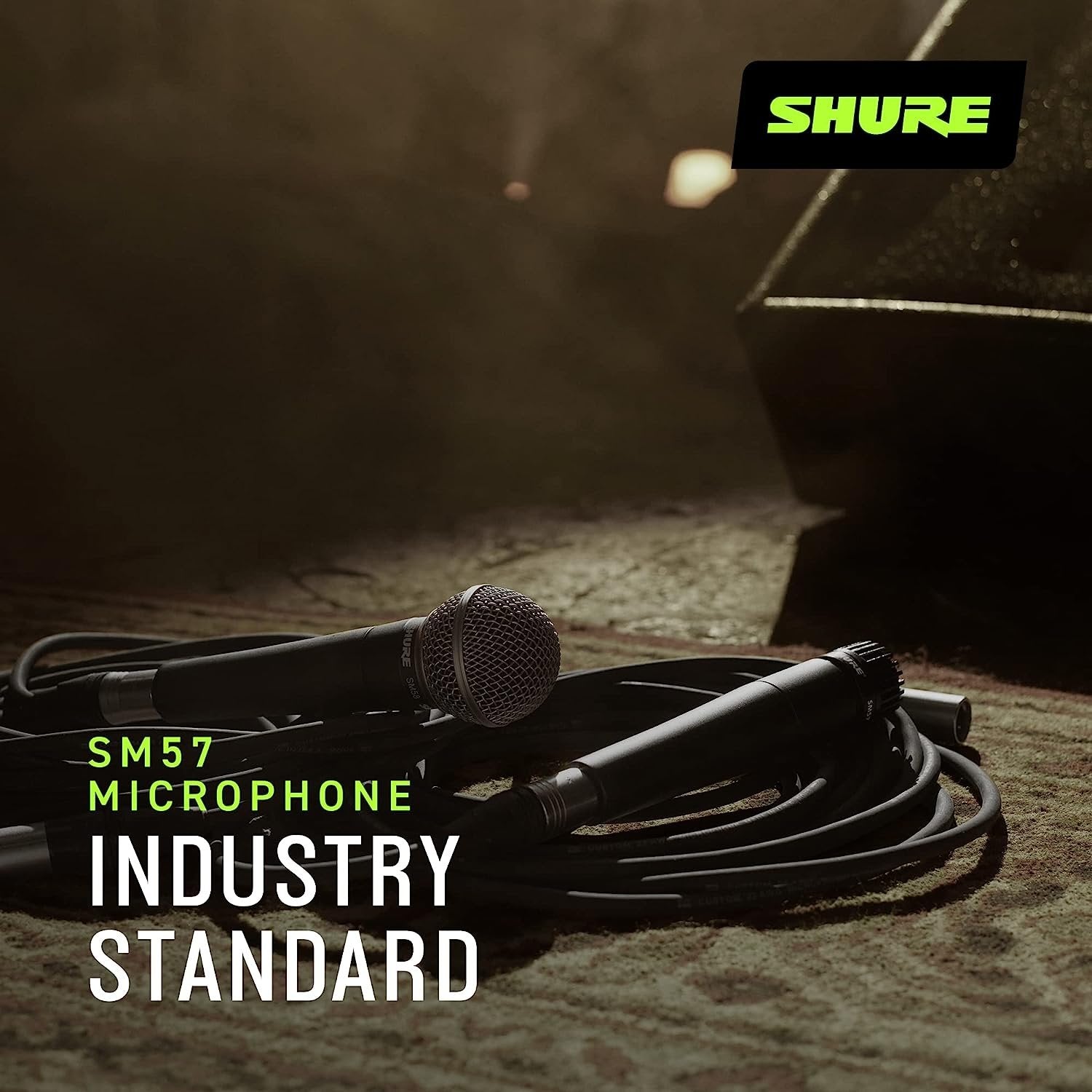 Shure SM57 Cardioid Dynamic Instrument Microphone with Pneumatic Shock Mount, A25D Mic Clip, Storage Bag, 3-pin XLR Connector, No Cable Included (SM57-LC)