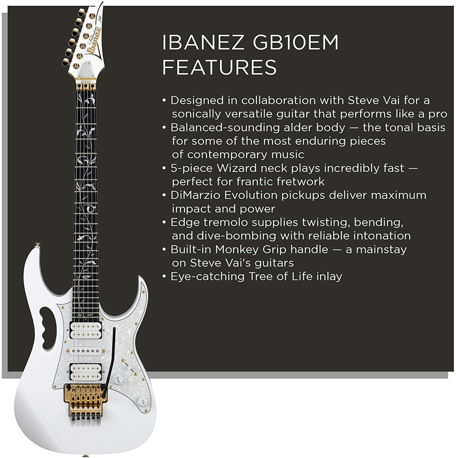 Ibanez Steve Vai Signature 6-String Electric Guitar White