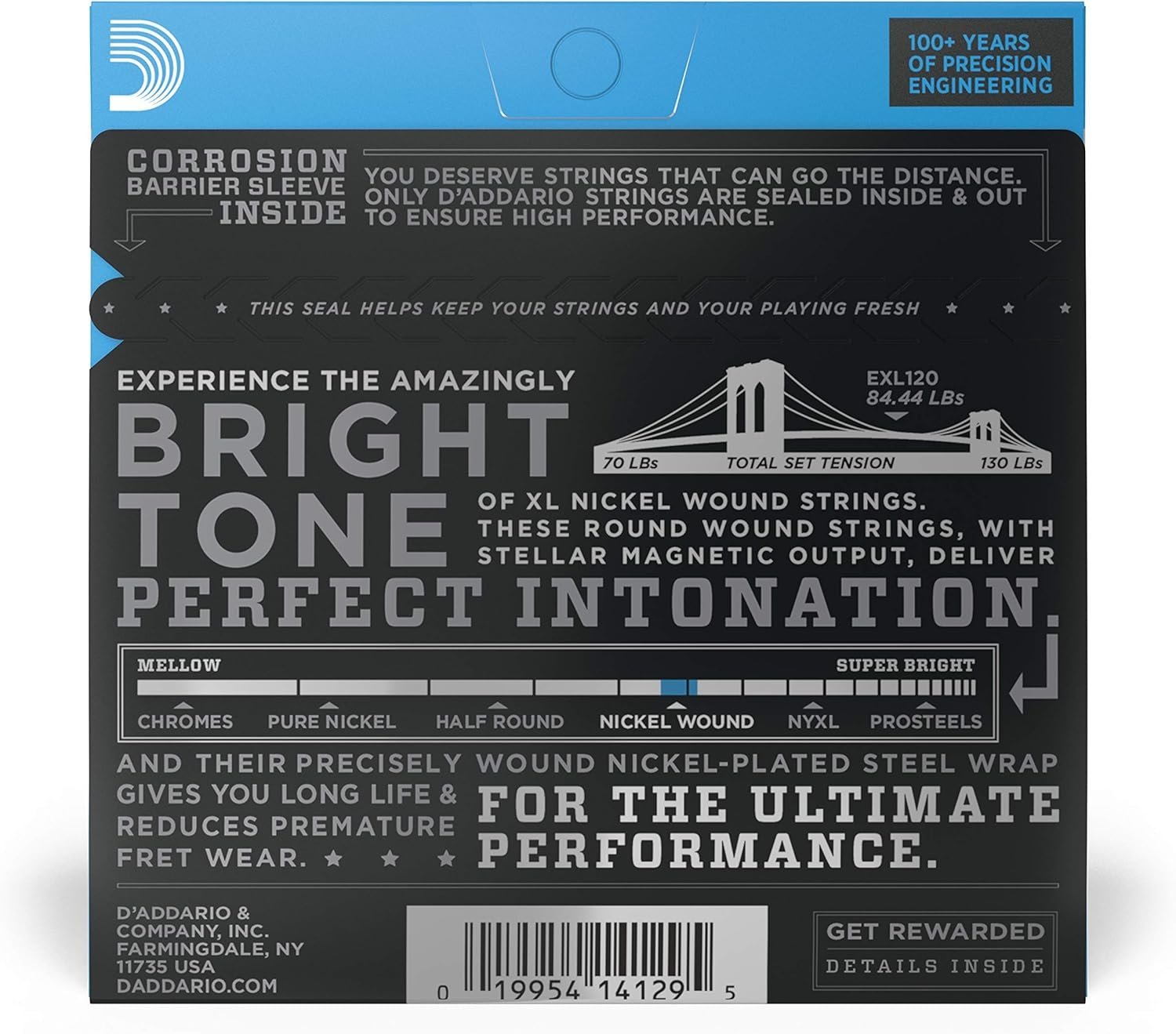 D'Addario Guitar Strings - XL Nickel Electric Guitar Strings - EXL120 - Perfect Intonation, Consistent Feel, Reliable Durability - For 6 String Guitars - 09-42 Super Light
